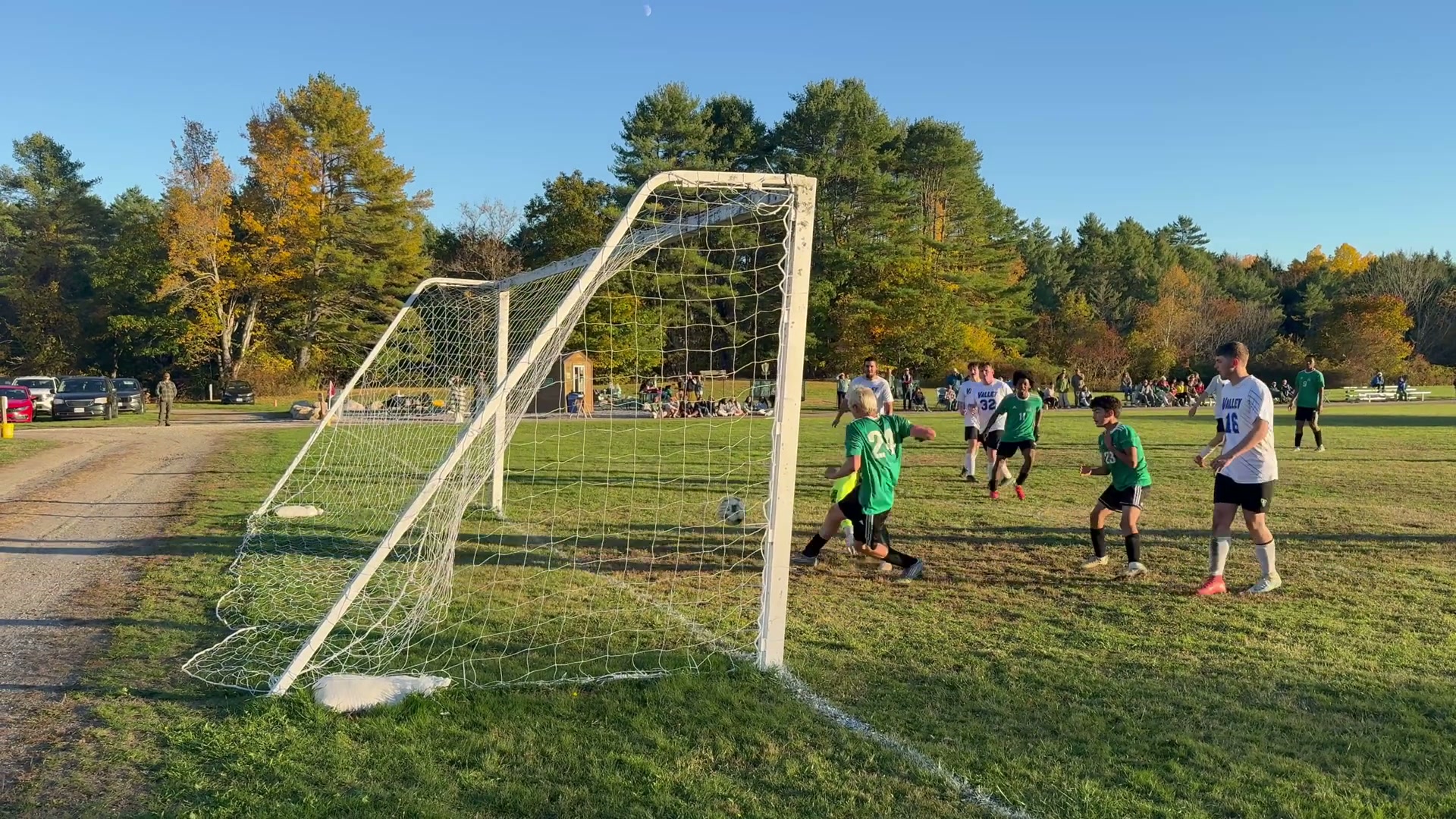 Pine Tree Academy's No. 24 at the goal as the ball enters the net against Valley on October 19, 2026