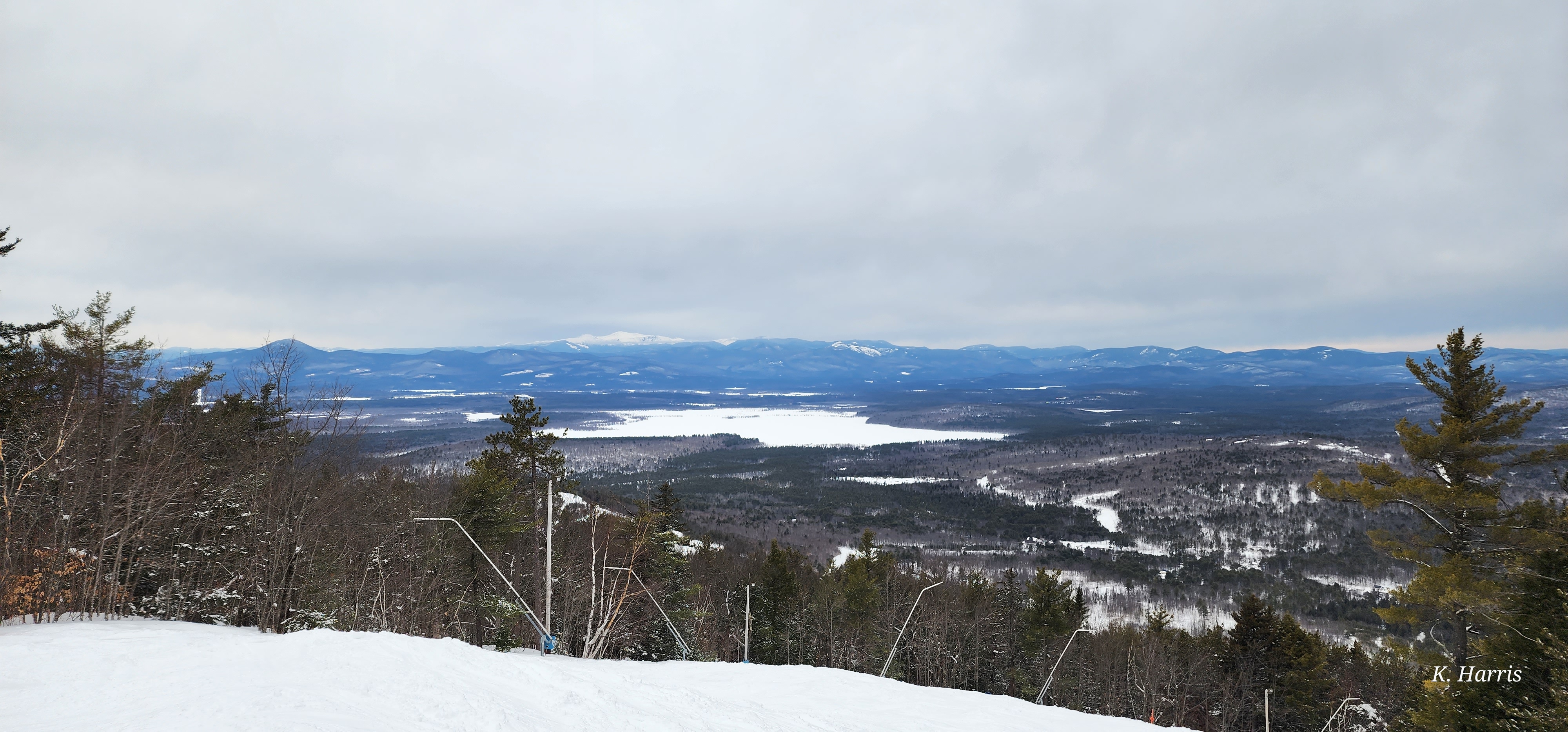 A winter valley panorama seen from the ski slopes during the PTA Snowsports program